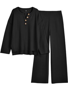 LILLUSORY Women's 2 Piece Lounge Sets Oversized Matching Cozy Knit Sets